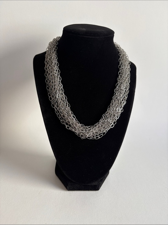 Jewelry - Silver Multi Strand Chain Necklace Women Jewelry Layered Design